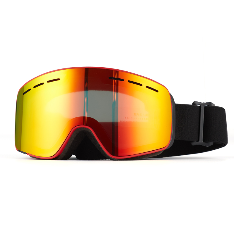 Double Lens Anti Fog Cylindrical Mirrored OTG Ski Snowboard Goggles